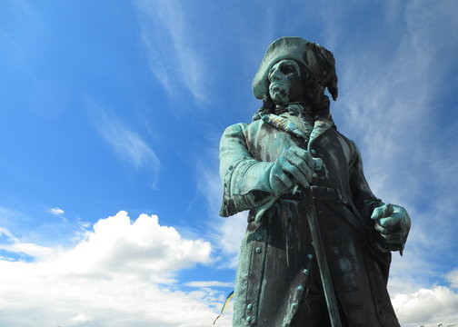 King Karl XI statue in Karlskrona city Sweden