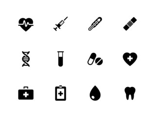 Medical icons on white background.