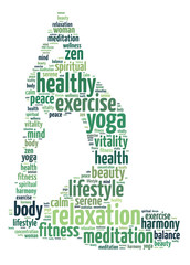 Words illustration of a woman doing yoga exercise