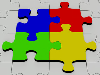 Glossy colourfull  jigsaw isolated