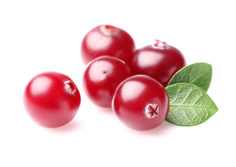 Juicy cranberry with leaves