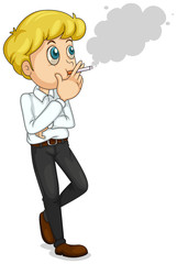 A businessman smoking