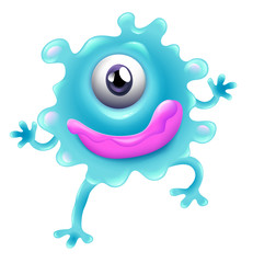 A one-eyed blue monster