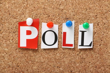 The word Poll on a cork notice board