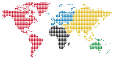 Fototapeta na wymiar olimpic colors men pattern world map