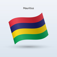 Mauritius flag waving form. Vector illustration.