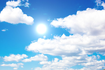 Blue Sky With Clouds And Sun