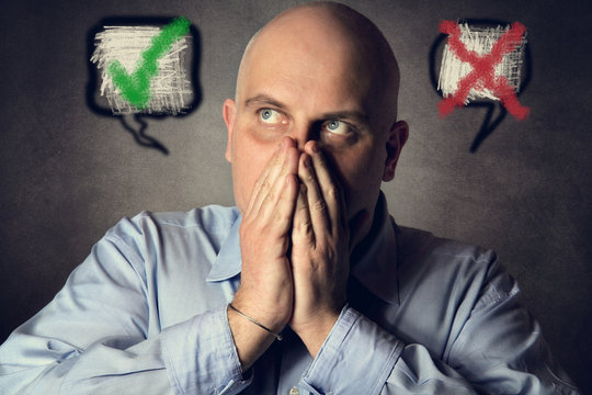 Man with difficult decision to take