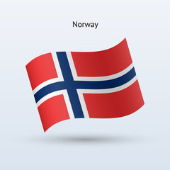 Norway flag waving form. Vector illustration.