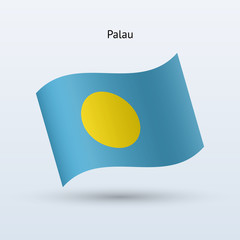 Palau flag waving form. Vector illustration.