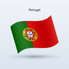 Portugal flag waving form. Vector illustration.