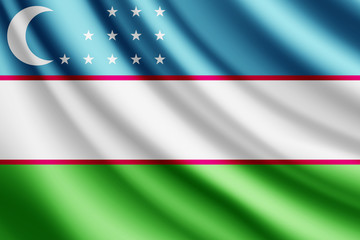 Waving flag of Uzbekistan, vector