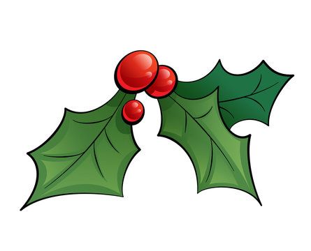 Cartoon mistletoe shinny decorative ornament with black outlines