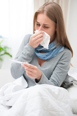 Young woman having a cold