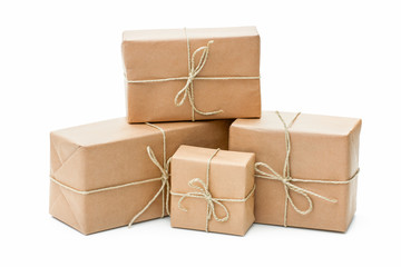 Parcels wrapped with brown paper