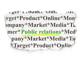Advertising concept: Public Relations on Paper background
