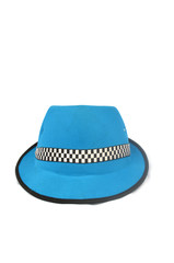 Blue hat on white background