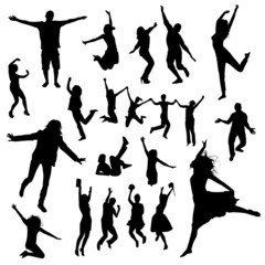 Jumping people silhouettes