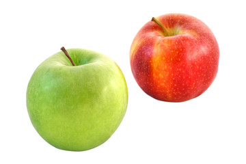 Grüner und roter Apfel - freigestellt