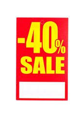 40% percent sale label