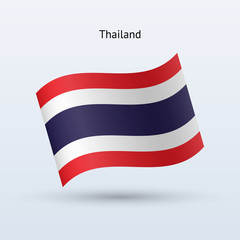Thailand flag waving form. Vector illustration.