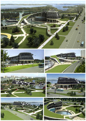 3D visualization of the eco building with bionic form and energy