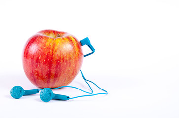 Apfel mit Kopfhörer