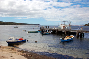 Fishing boats at Emy bay, Kangaroo Island, South Australia.