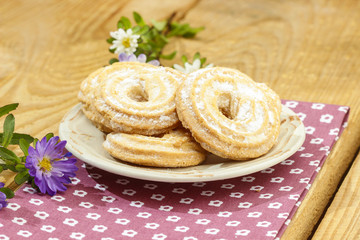 Stack of butter cookies. Homemade dessert