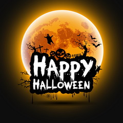 Happy Halloween sign and theme design background - vector illust