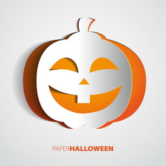 Paper Halloween Pumpkin isolated on white - Scary Jack - Vector