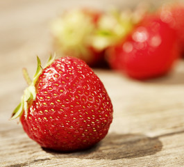 strawberry on wooden table