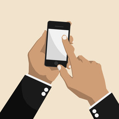 Business man - Touch screen mobile phone