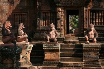 the sculptures in banteayrei,angkor wat,cambodia