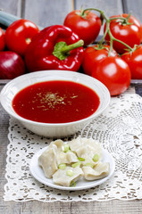 Red borsch with dumplings. Traditional polish cuisine