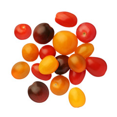 Cherry tomatoes isolated on white background, close up