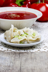 Red borsch with dumplings. Traditional polish cuisine