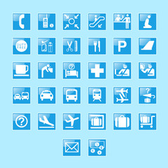 Set of airport signs and symbols vector