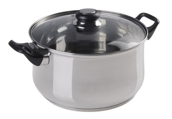 pot, Stainless steel pot on white background