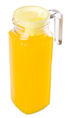 Orange juice in jar. on background