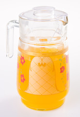 Orange juice in jar. on background