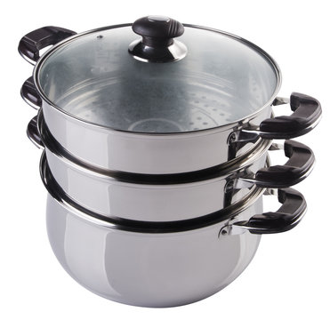 steamer pan on white background