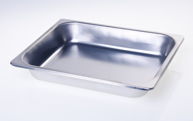 stainless steel food containers on white background © heinteh