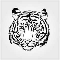 Tiger head silhouette, Vector