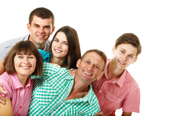 Happy large caucasian family having fun and smiling