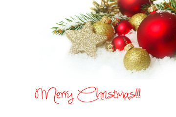 Christmas ball baubles with golden decoration