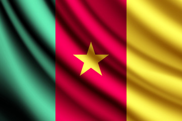 Waving flag of Cameroon, vector