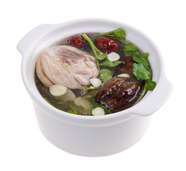 Chicken and herb soup, Chinese food style.