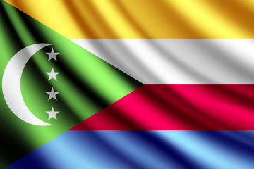 Waving flag of Comoros, vector