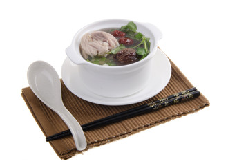Chicken and herb soup, Chinese food style.